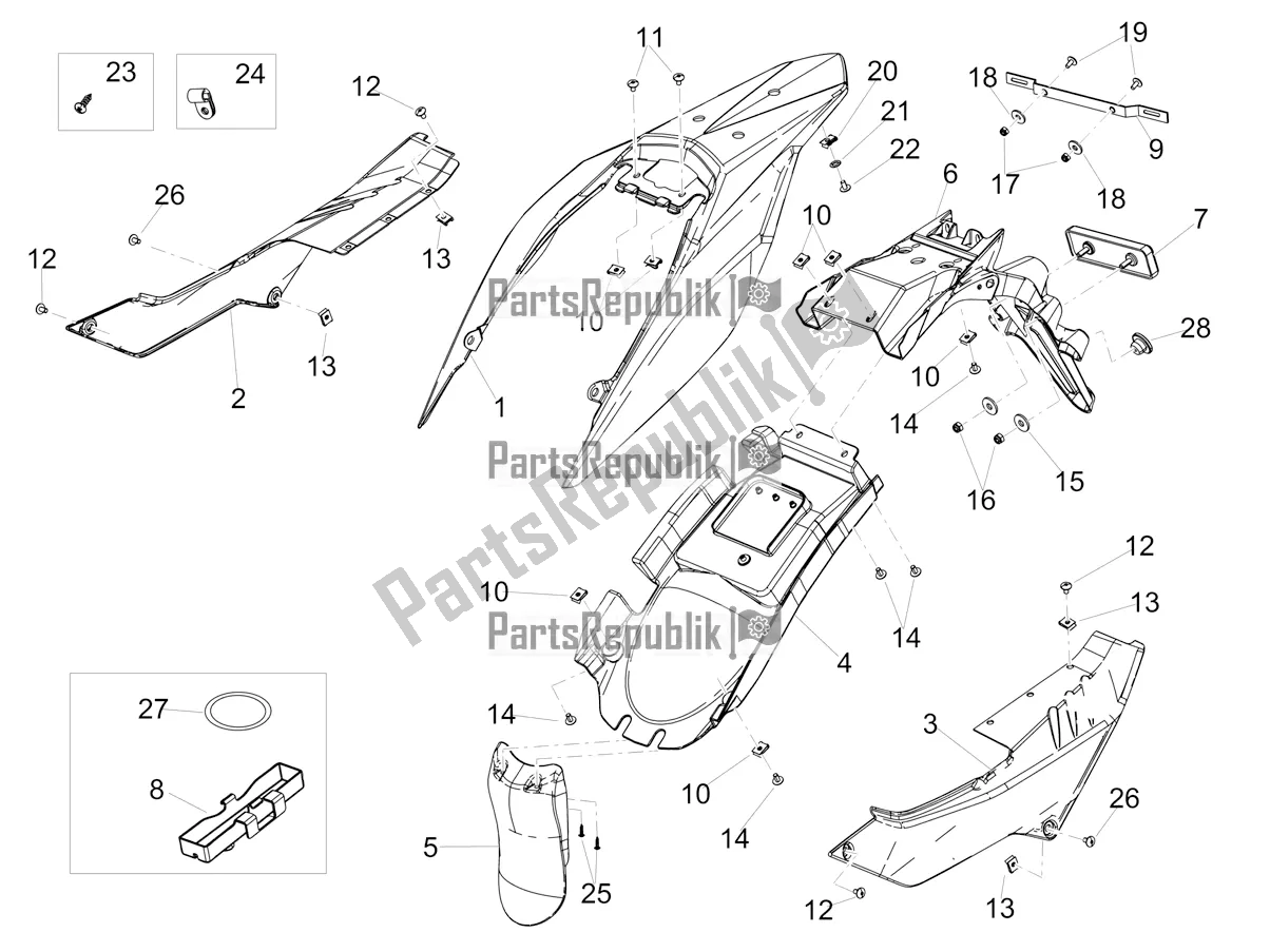 Tutte le parti per il Corpo Posteriore del Aprilia RX 125 Apac 2019