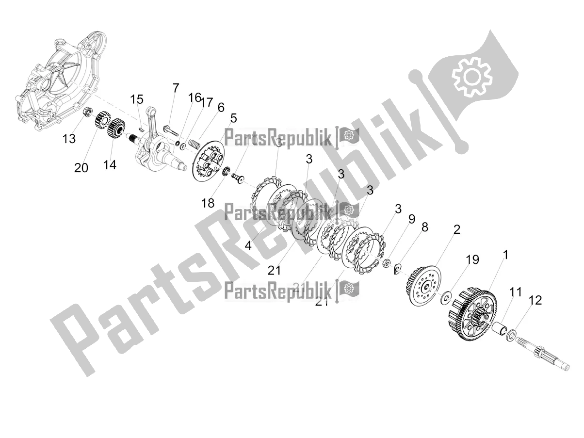 All parts for the Clutch of the Aprilia RX 125 Apac 2020