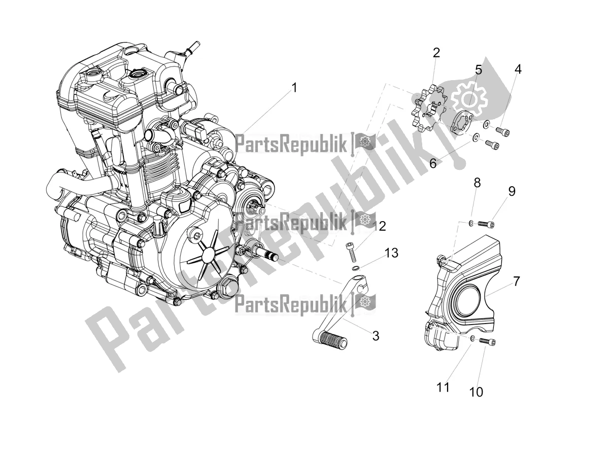 All parts for the Engine-completing Part-lever of the Aprilia RX 125 Apac 2020