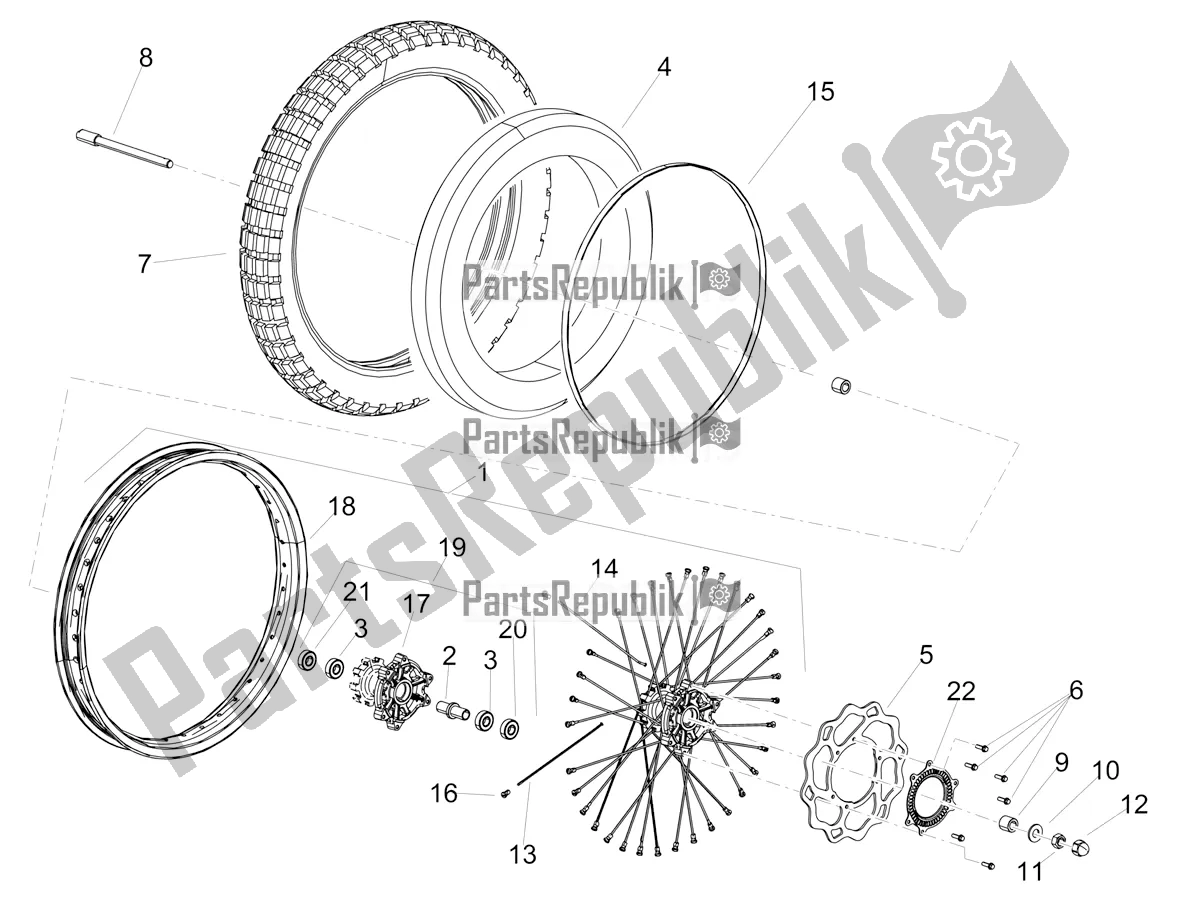 Alle onderdelen voor de Voorwiel van de Aprilia RX 125 Apac 2020
