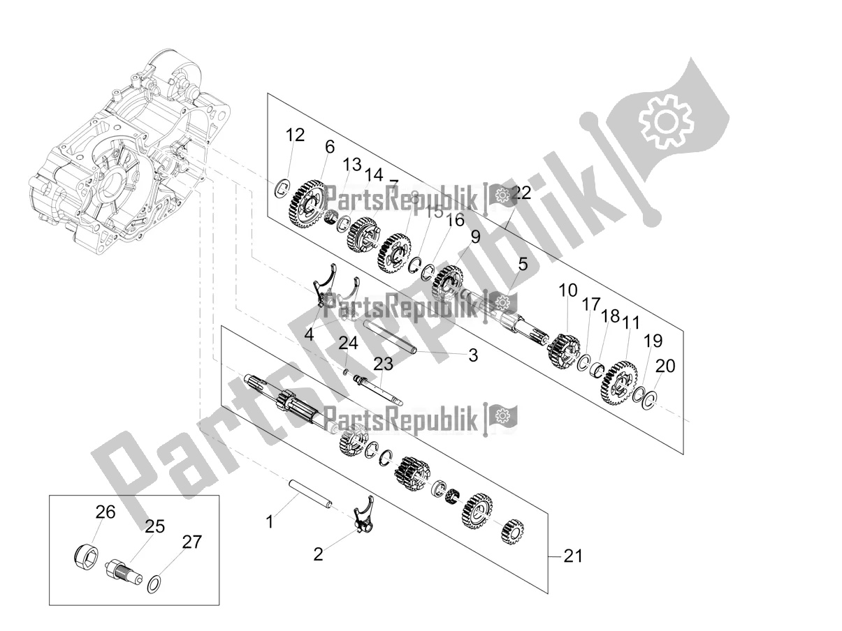 Alle onderdelen voor de Versnellingsbak - Versnellingsbak van de Aprilia RX 125 Apac 2020