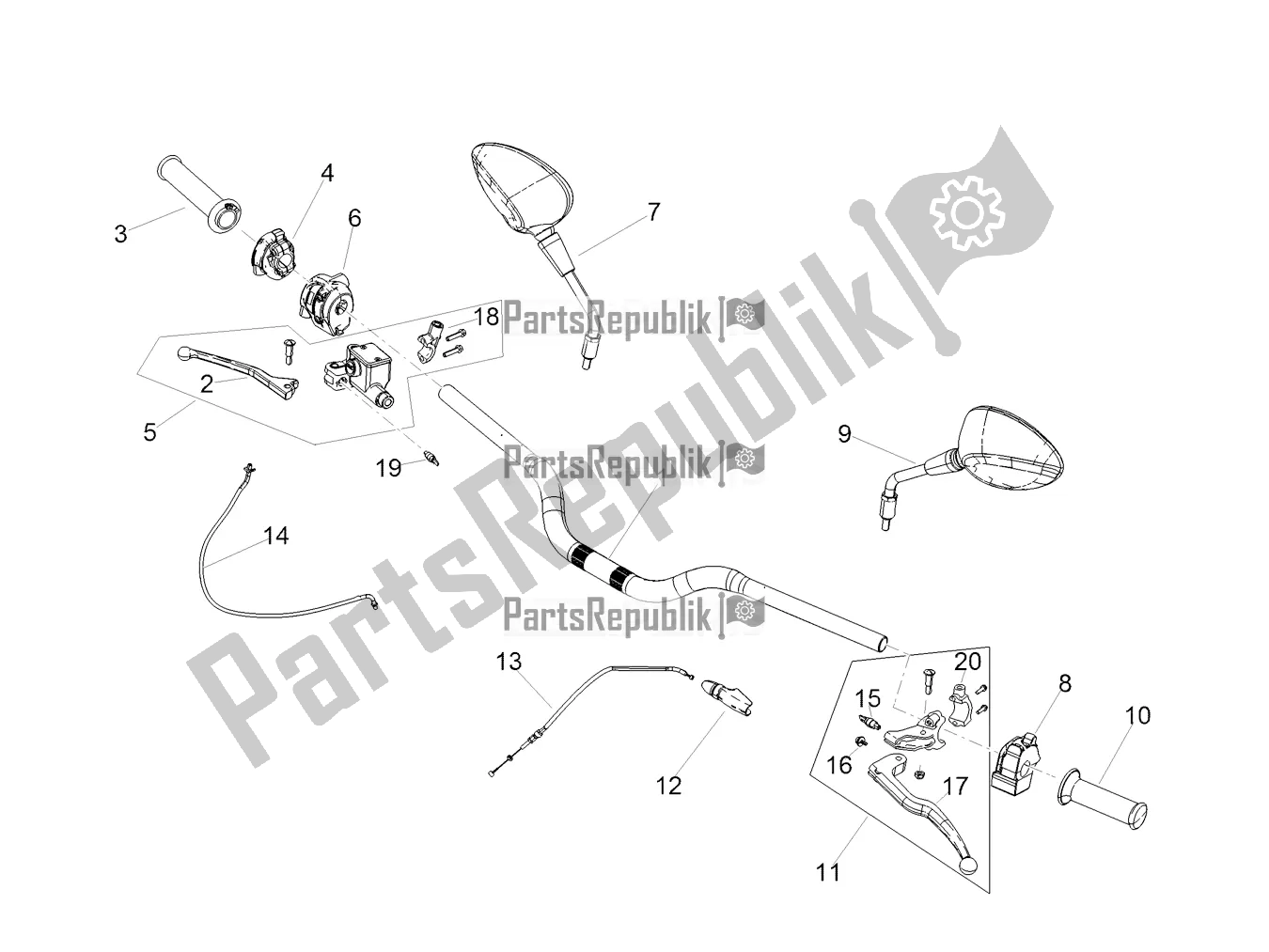 All parts for the Handlevar And Controls of the Aprilia RX 125 Apac 2020