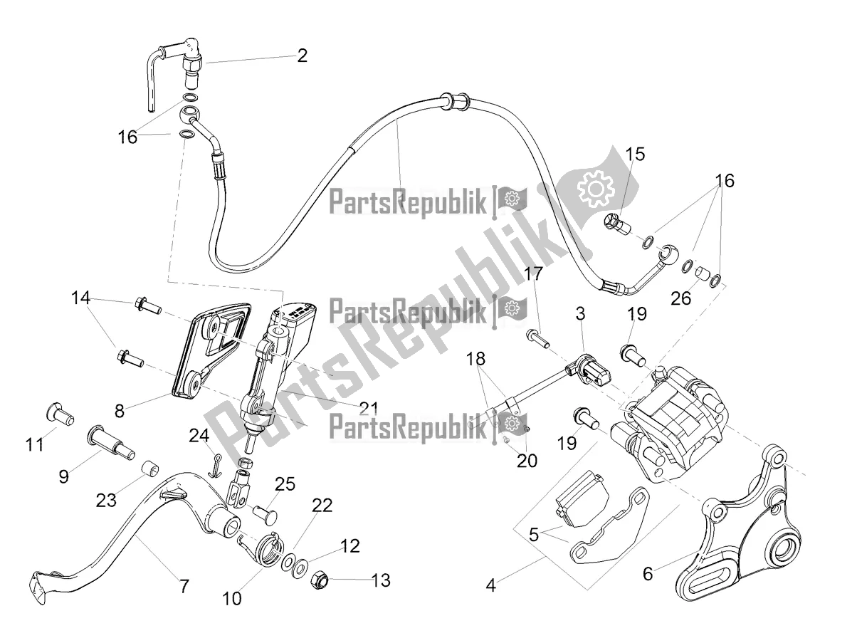 Tutte le parti per il Sistema Frenante Posteriore del Aprilia RX 125 Apac 2020