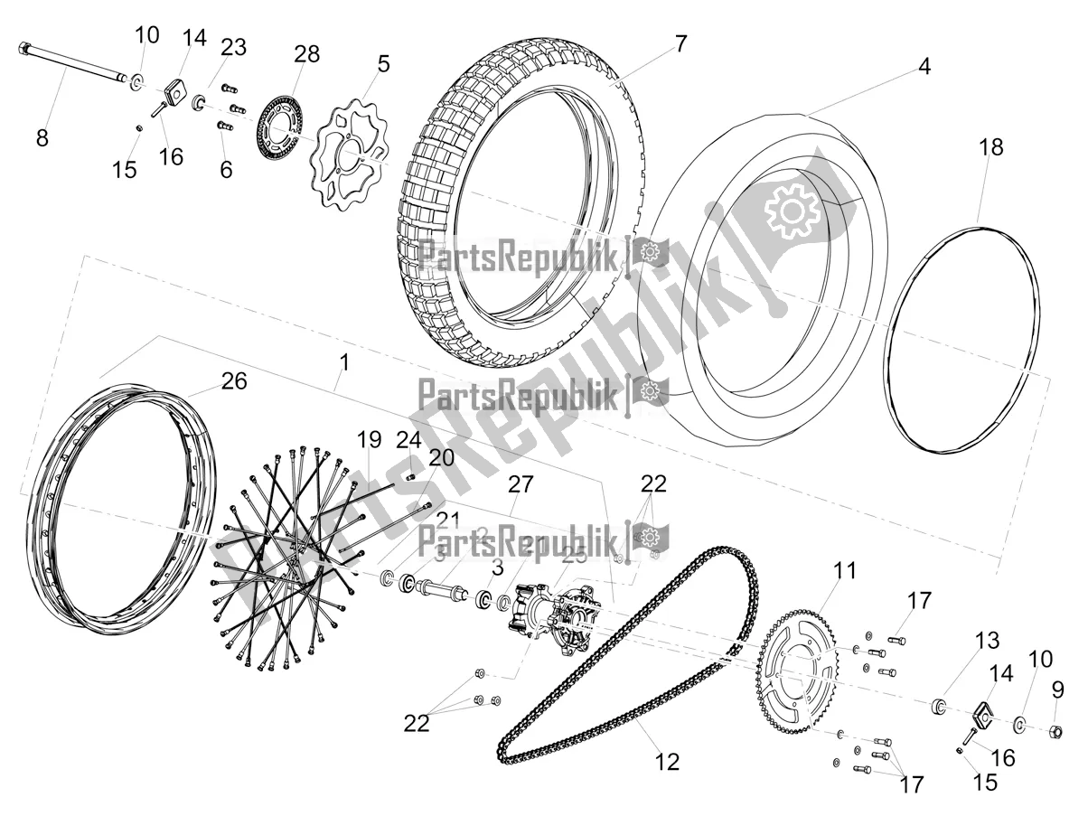 Toutes les pièces pour le Roue Arrière du Aprilia RX 125 Apac 2020