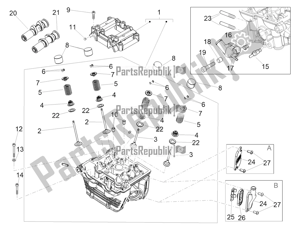 All parts for the Cylinder Head - Valves of the Aprilia RX 125 Apac 2021