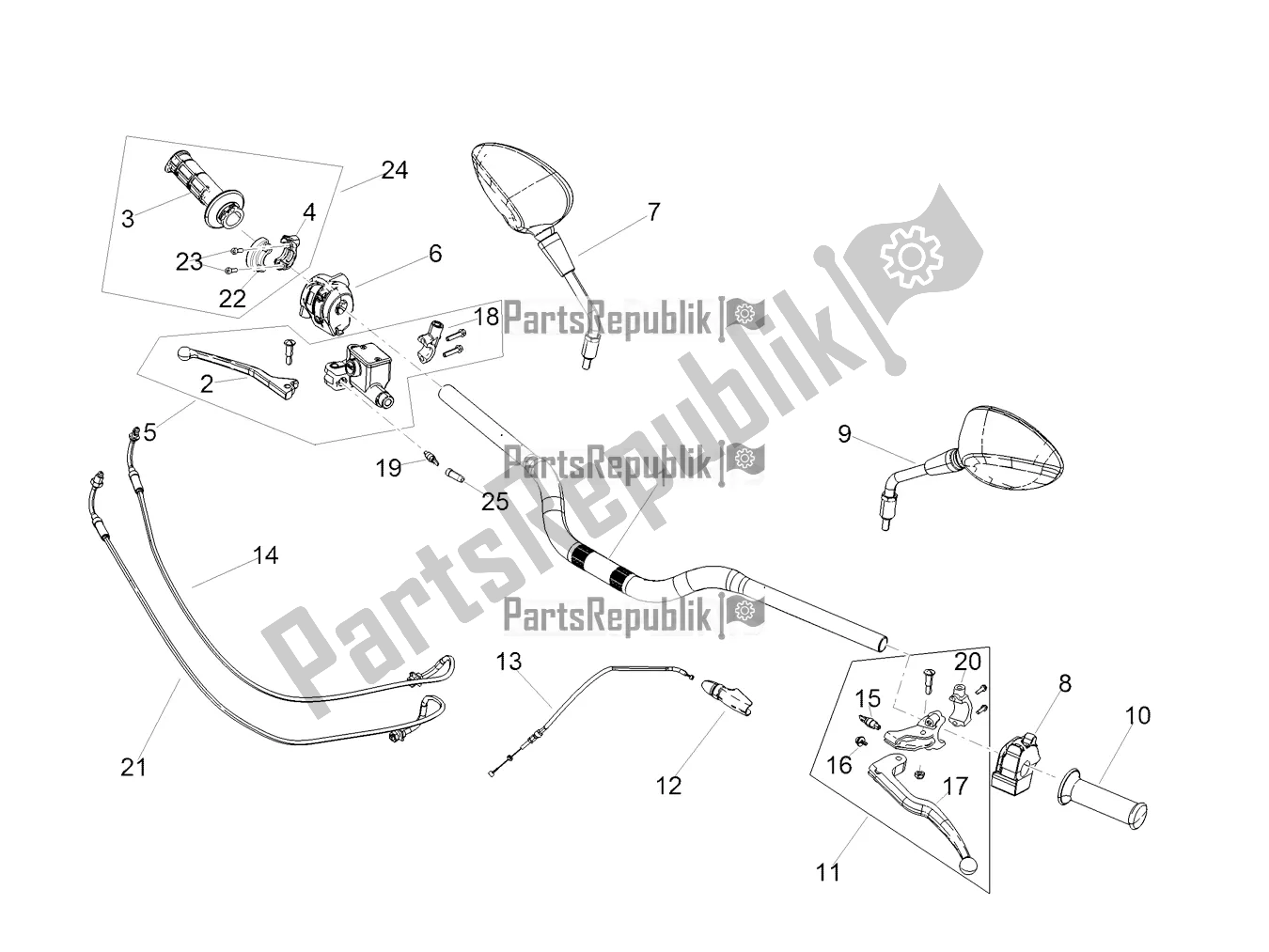 Toutes les pièces pour le Guidon Et Commandes du Aprilia RX 125 Apac 2021