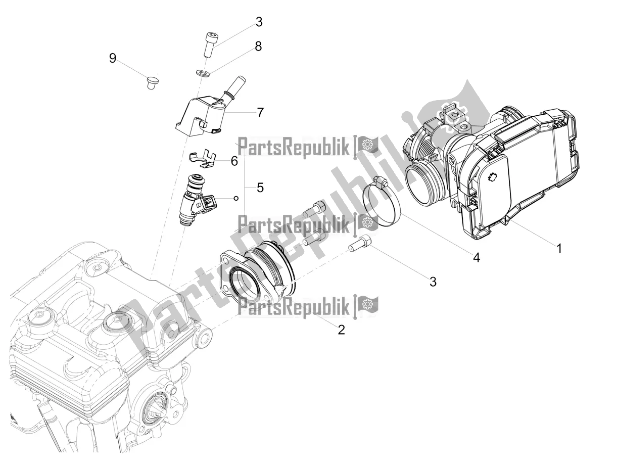 All parts for the Throttle Body of the Aprilia RX 125 Apac 2021