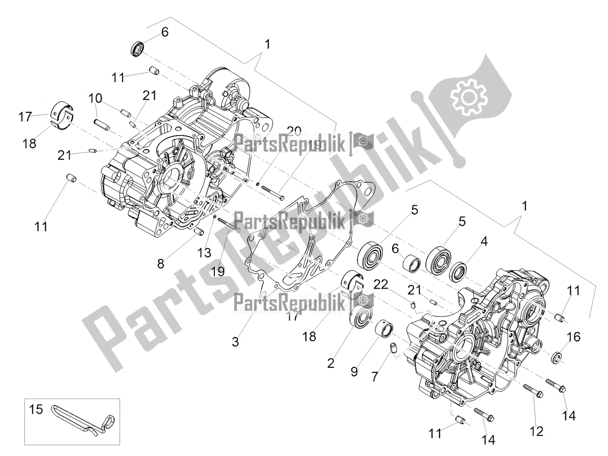 All parts for the Crankcases I of the Aprilia RX 125 Apac 2022