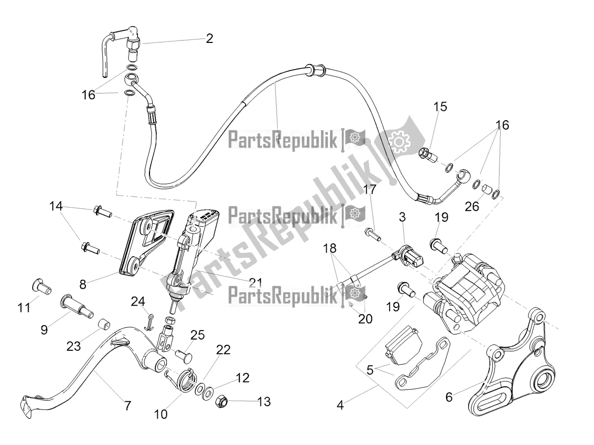 All parts for the Rear Brake System of the Aprilia RX 125 Apac 2022