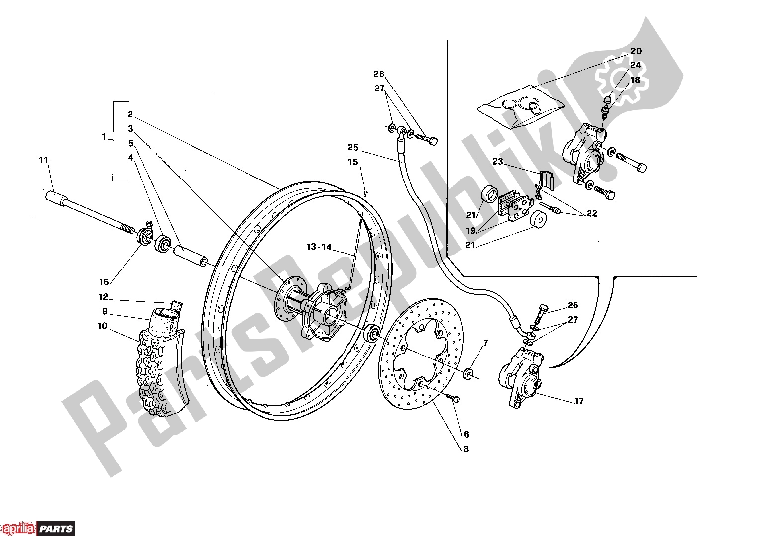 Toutes les pièces pour le Front Wheel du Aprilia RX 210 50 1989