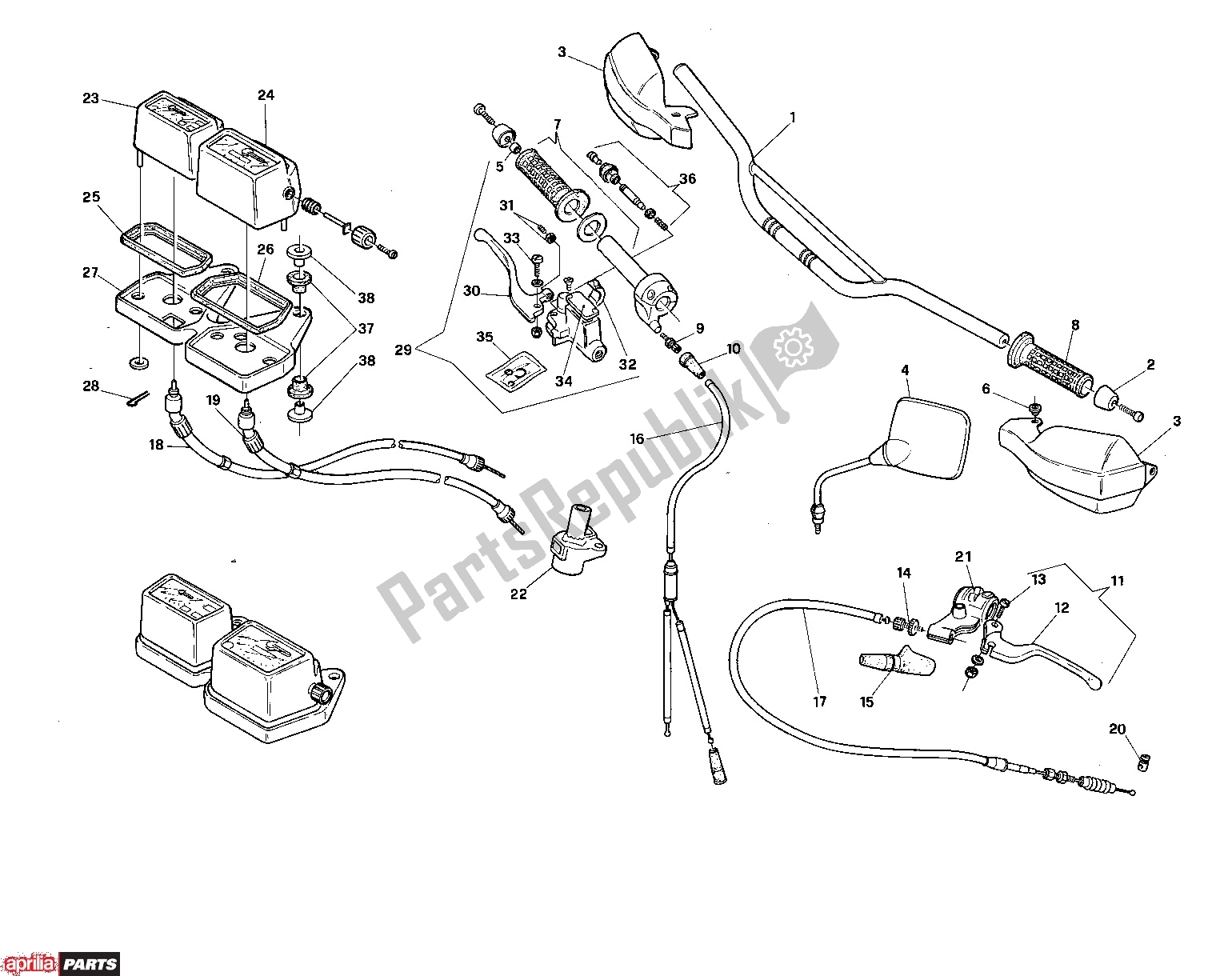 Toutes les pièces pour le Handle Bars du Aprilia RX 210 50 1989