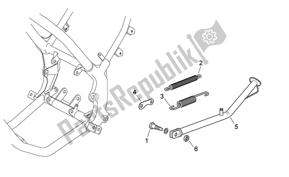 All parts for the Central Stand of the Aprilia RX 216 50 2003 - 2004