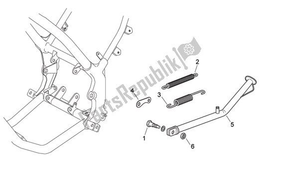 All parts for the Central Stand of the Aprilia RX 216 50 2003 - 2004