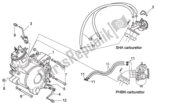 All parts for the Engine of the Aprilia RX 216 50 2003 - 2004