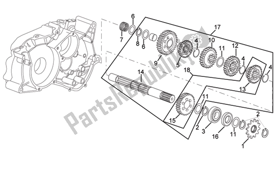 All parts for the Gearbox Driven Shaft I of the Aprilia RX 216 50 2003 - 2004