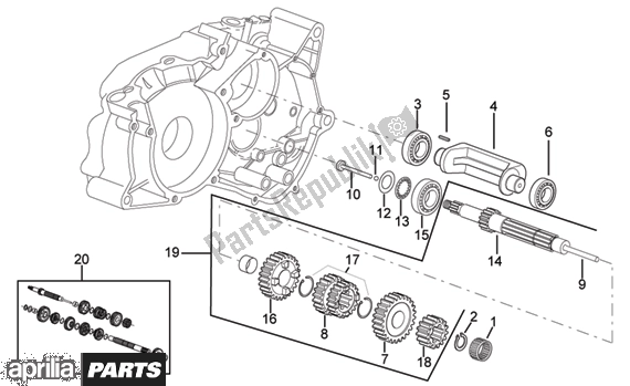 Toutes les pièces pour le Primary Gear Shaft du Aprilia RX 216 50 2003 - 2004