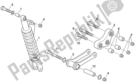 All parts for the Rear Shock Absorber of the Aprilia RX 216 50 2003 - 2004