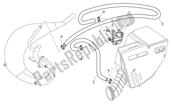 All parts for the Secondary Air of the Aprilia RX 216 50 2003 - 2004