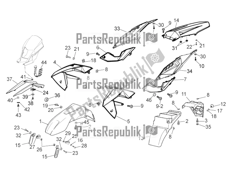 Alle onderdelen voor de Lichaam van de Aprilia RX 50 2016