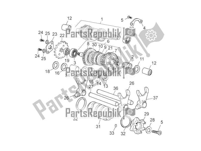 All parts for the Gear Box of the Aprilia RX 50 2016