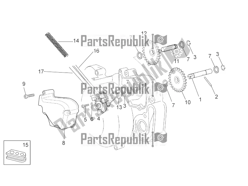 All parts for the Oil Pump of the Aprilia RX 50 2016