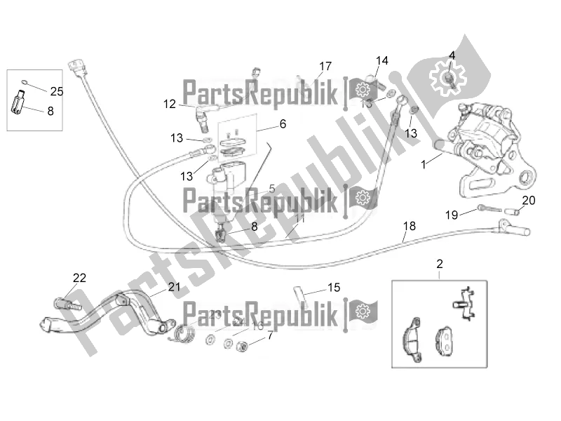 All parts for the Rear Brake Caliper of the Aprilia RX 50 2016