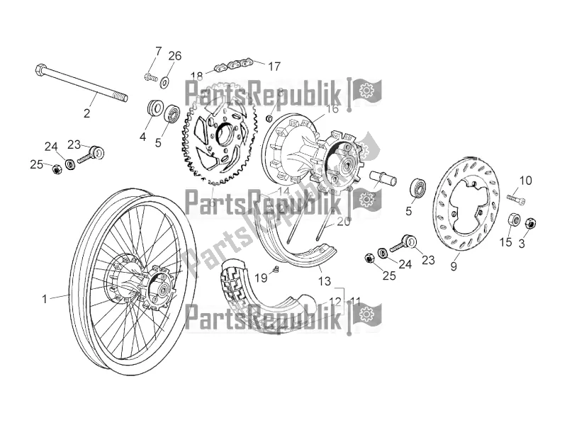 All parts for the Rear Wheel of the Aprilia RX 50 2016