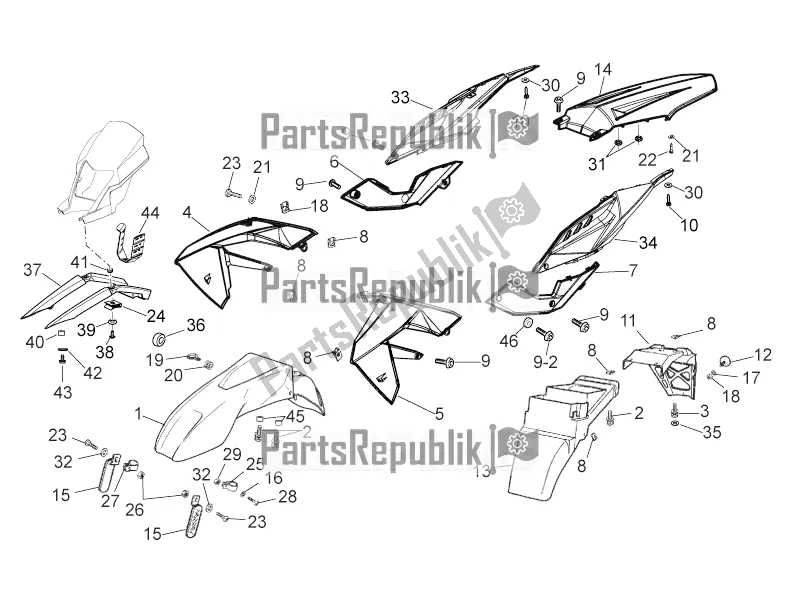 All parts for the Body of the Aprilia RX 50 2017