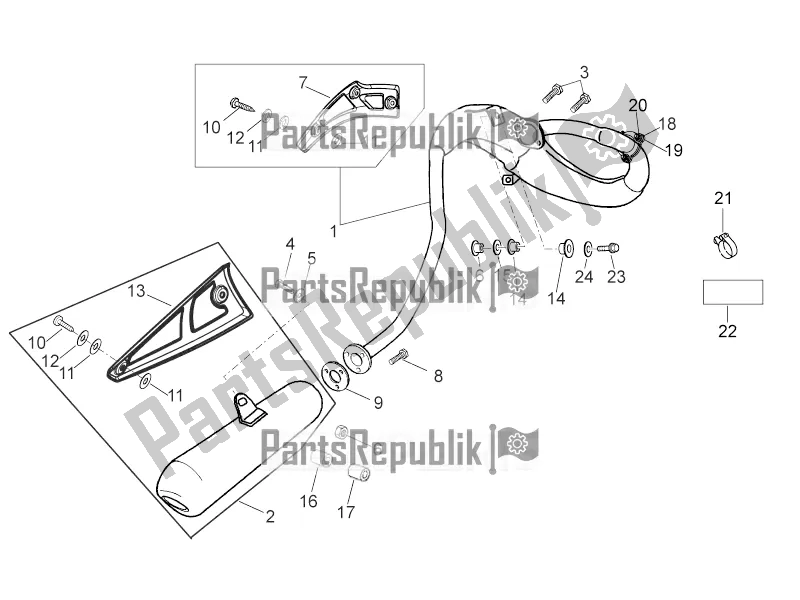 All parts for the Exhaust Unit of the Aprilia RX 50 2017