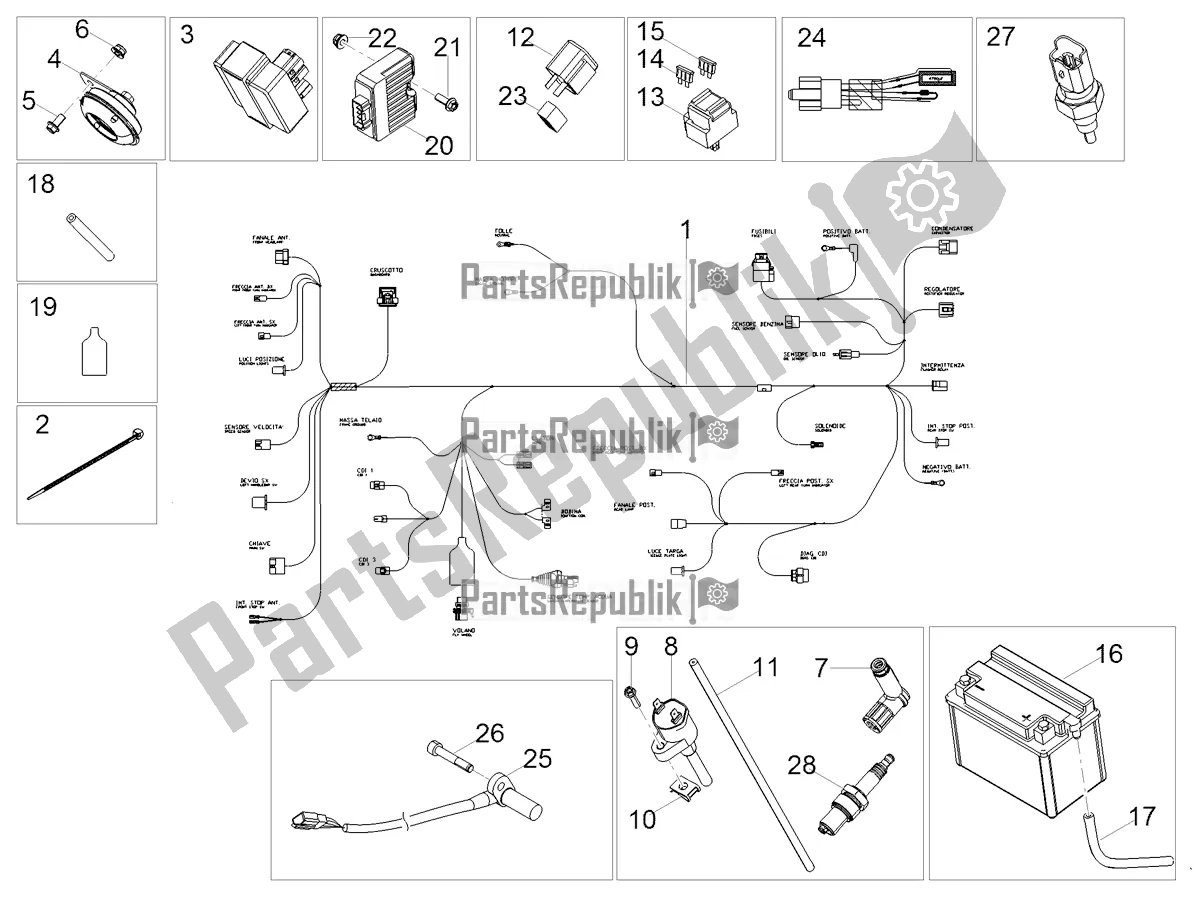 All parts for the Central Electrical System of the Aprilia RX 50 Factory 2018