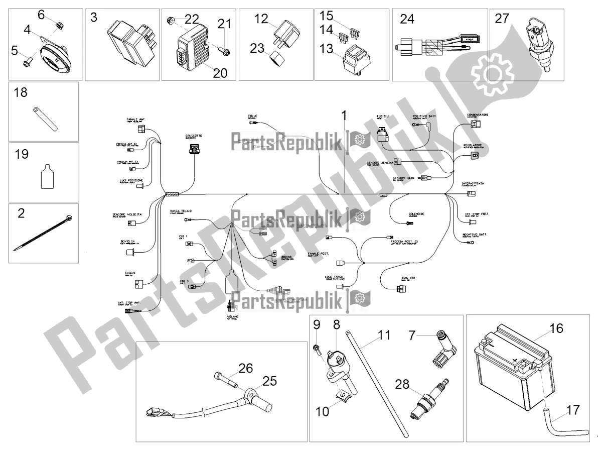 All parts for the Central Electrical System of the Aprilia RX 50 Factory 2019