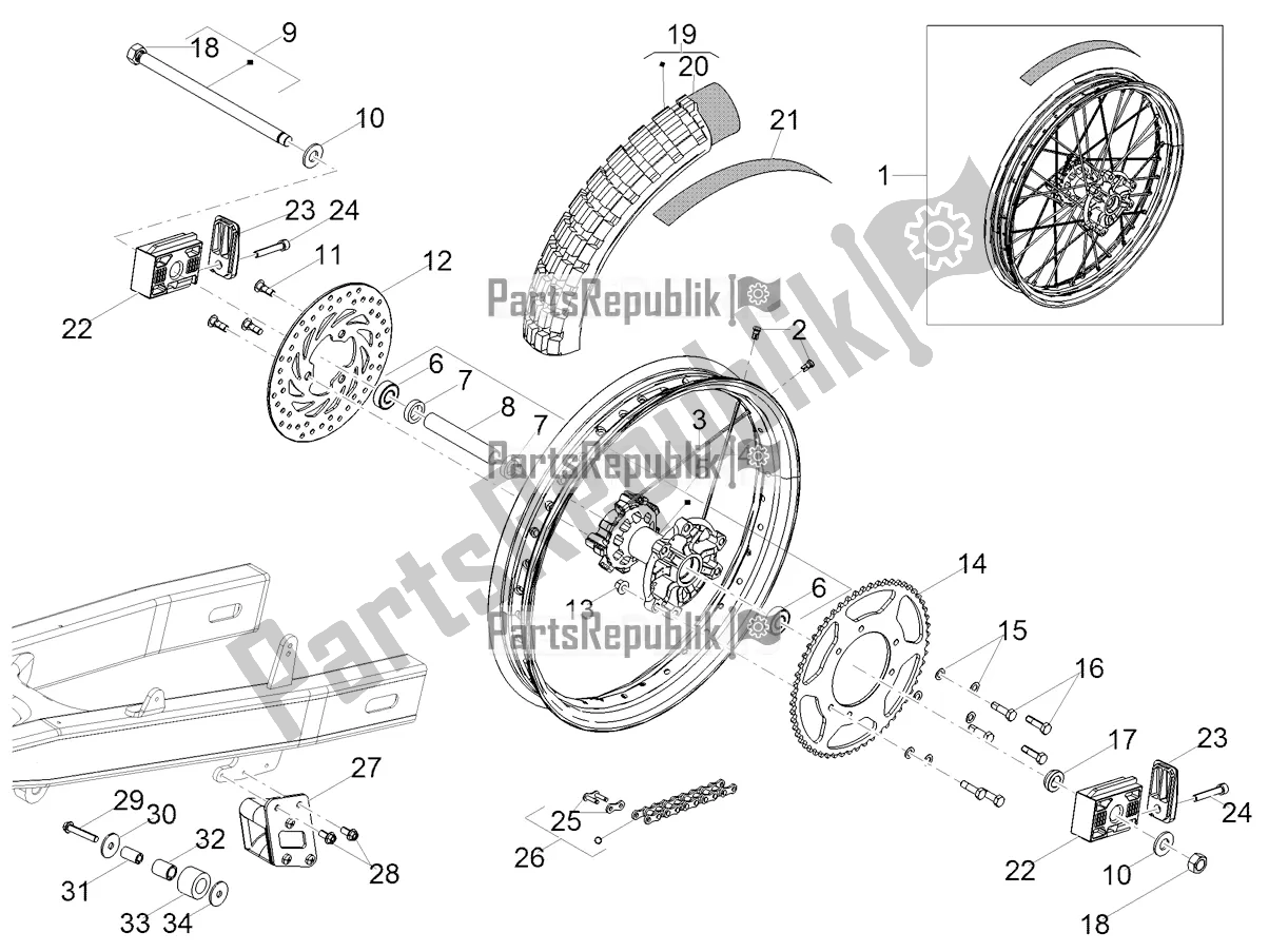 Alle onderdelen voor de Achterwiel van de Aprilia RX 50 Factory 2019