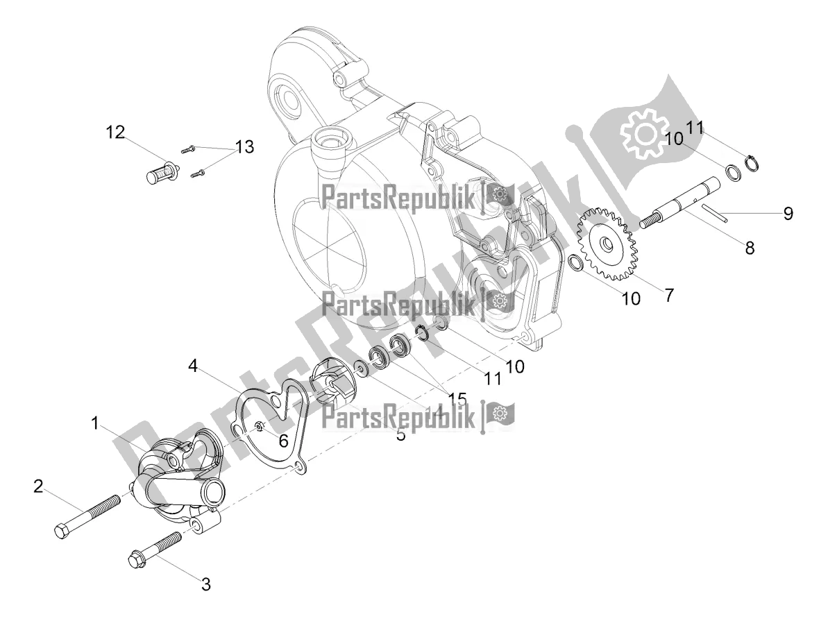 All parts for the Water Pump of the Aprilia RX 50 Factory 2019