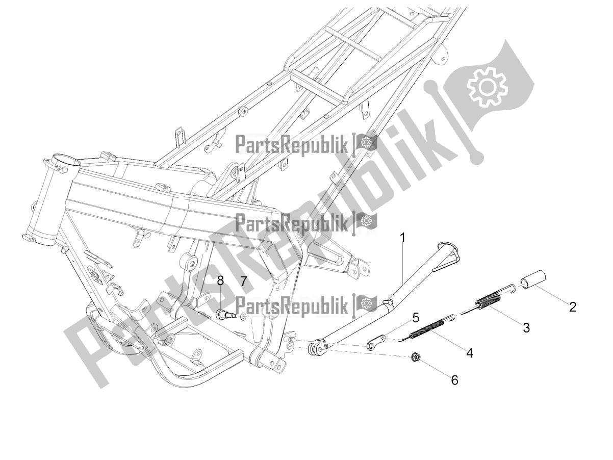 Alle onderdelen voor de Centrale Standaard van de Aprilia RX 50 Factory 2020