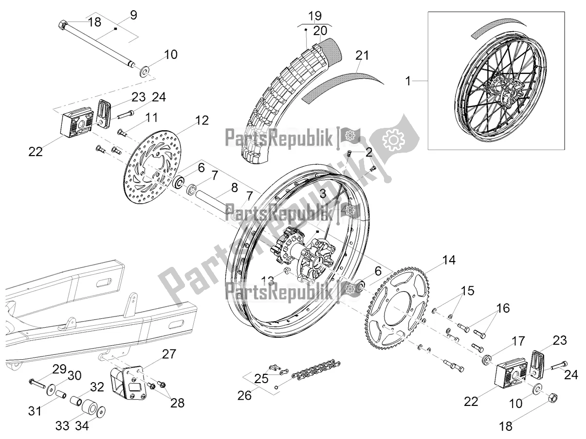 Alle onderdelen voor de Achterwiel van de Aprilia RX 50 Factory 2020