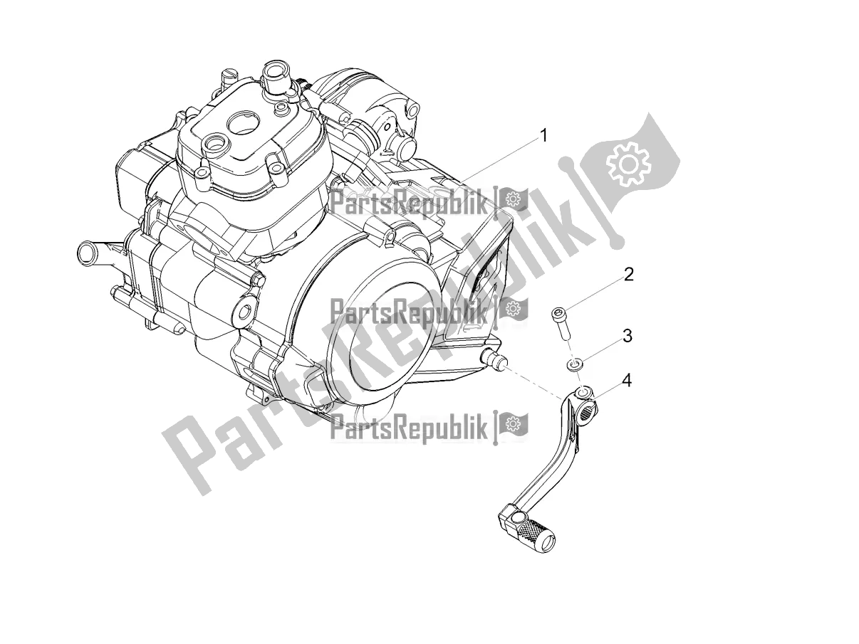 All parts for the Engine-completing Part-lever of the Aprilia RX 50 Factory 2021