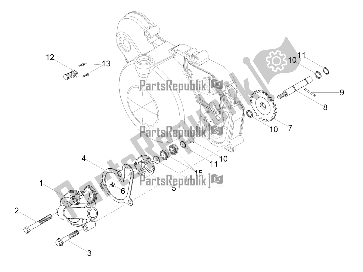 All parts for the Water Pump of the Aprilia RX 50 Factory 2021
