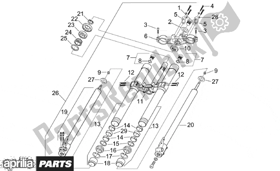 All parts for the Front Fork of the Aprilia RX Enduro-mx Supermotard 215 50 1995 - 2003