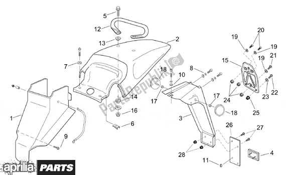 All parts for the Rear Body of the Aprilia RX Enduro-mx Supermotard 215 50 1995 - 2003