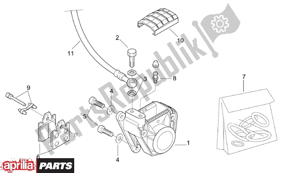 Alle onderdelen voor de Rear Brake Caliper van de Aprilia RX Enduro-mx Supermotard 215 50 1995 - 2003