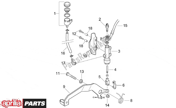 All parts for the Rear Brake Pump of the Aprilia RX Enduro-mx Supermotard 215 50 1995 - 2003