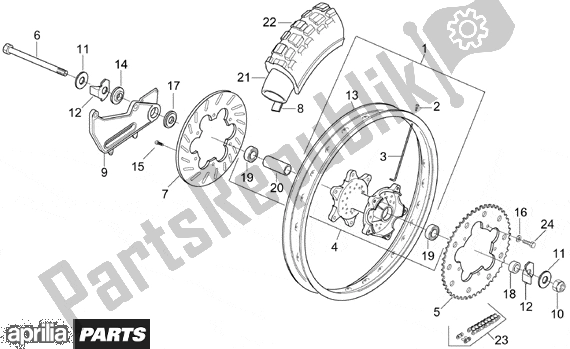 Alle onderdelen voor de Rear Wheel Enduro van de Aprilia RX Enduro-mx Supermotard 215 50 1995 - 2003