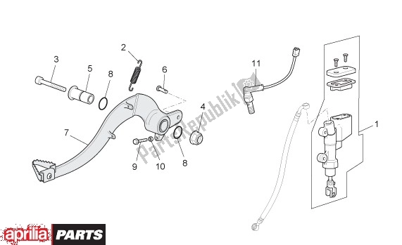 Tutte le parti per il Achterwielrempomp del Aprilia Rx-sx 43 125 2008 - 2010