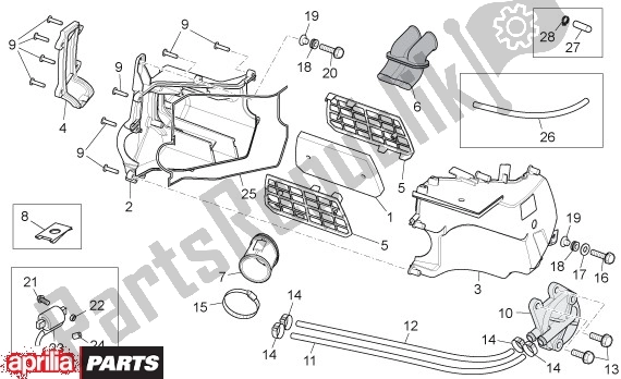 Alle onderdelen voor de Filterhuis van de Aprilia Rx-sx 43 125 2008 - 2010