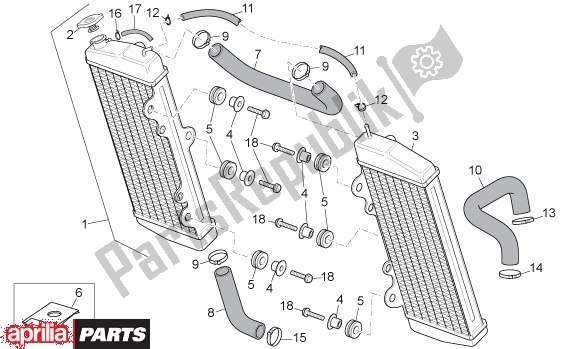 All parts for the Radiator of the Aprilia Rx-sx 43 125 2008 - 2010