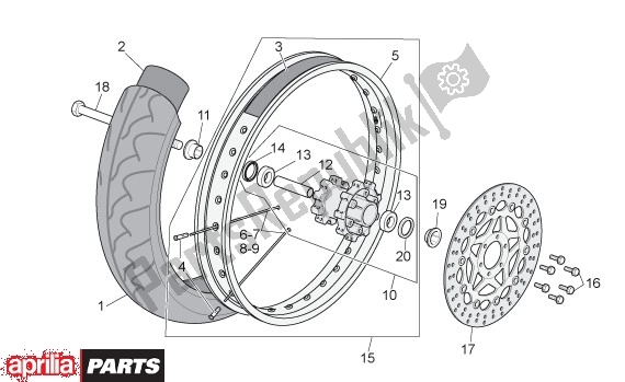 All parts for the Front Wheel of the Aprilia Rx-sx 43 125 2008 - 2010