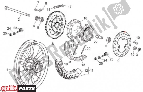 Toutes les pièces pour le Roue Arrière du Aprilia Rx-sx 25 50 2006