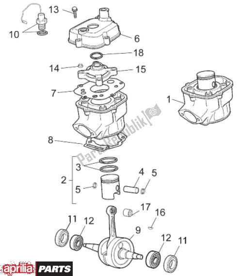 All parts for the Cylinder of the Aprilia Rx-sx 25 50 2006