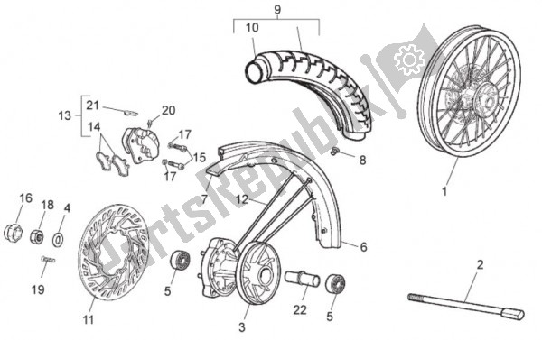 All parts for the Front Wheel of the Aprilia Rx-sx 25 50 2006