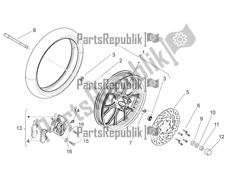 All parts for the Front Wheel Ii of the Aprilia RX-SX 50 2016